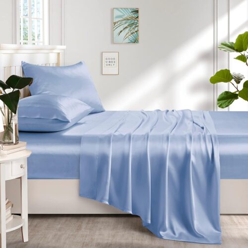Silk Satin Sheets Cooling Soft Hypoallergenic with Deep Pockets